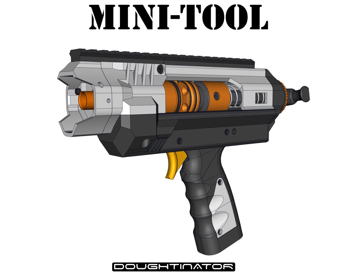 Mini-Tool | 3D Printable Single-Shot T-Pull NERF Blaster: Digital STL Download
